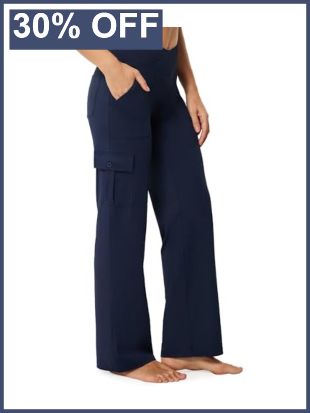 Wide Leg Cargo Yoga Pants High Rise 6 Pockets Stretchy Pet Hair Resistant